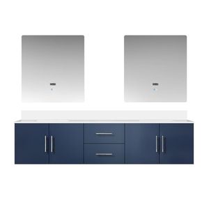 Blu Navy 80 In. W X 22 In. D doppio bagno vanità con piano al quarzo bianco e 30 In. Specchietti LED bagno vanità - Product Image 1