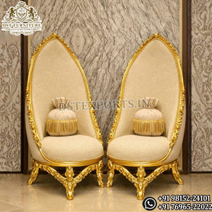 Sillón mecedora de madera de lujo y estilo real, tallado a mano, con acabado dorado, estilo Maharaja, exclusivo para venta al por mayor. - Product Image 6