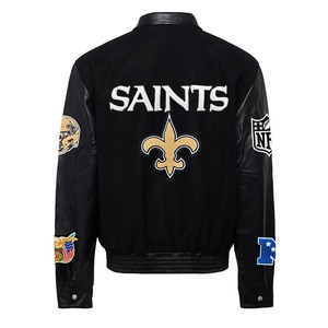 เสื้อแจ็คเก็ตหนังสไตล์สตรีทแวร์ รุ่น Varsity ป้องกันลม เป็นมิตรกับสิ่งแวดล้อม สีดำ - Product Image 2