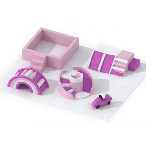 Juego de juegos infantiles de plástico morado y rosa para interiores con tobogán en espiral y túnel arcoíris para parques infantiles - Product Image 1