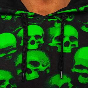Sweat-shirt à capuche personnalisé pour homme, imprimé intégral, motif tête de mort 3D vert néon, style streetwear, pull en molleton hip-hop, très tendance - Product Image 5
