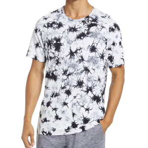 <b>Men's</b> <b>Tie</b>-Dye Short Sleeve T-Shirt O-Neck Knitted Casual Regular Fit White <b>Black</b> Pattern Print - Product Image 2