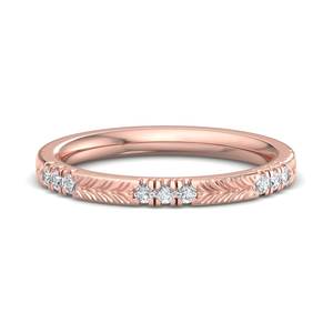 Anillo de Eternidad de Lujo Chapado en Oro Rosa con Diamantes Cultivados en Laboratorio de Corte Brillante y Patrón de Hoja de Trigo Grabado, Certificado IGI - Product Image 4