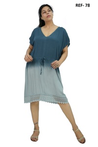 ผู้ผลิตชุดคาฟตันผ้าวิสโคสลายไท-ได ทรงโบโฮ ระบายอากาศได้ดี คอวี แขนสั้น สำหรับฤดูใบไม้ผลิ ฤดูร้อน และชายหาด - Product Image 4