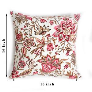 HappyKraft Cotton Duck <b>Cushion</b> Covers Hand Block <b>Printed</b> Floral Pattern Concealed Zipper Home Textile Jaipur - Product Image 6