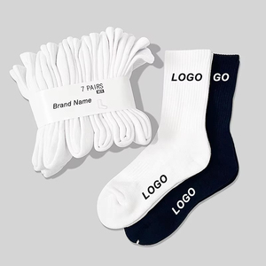 Chaussettes en coton jacquard respirantes et décontractées, noires et blanches, compression de classe 2, avec logo antidérapant sur le revers, chaussettes habillées épaisses - Product Image 3