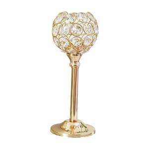 Golden Crystal Ball <b>Candlestick</b> <b>Holder</b> 22cm Tall <b>Brass</b> Home Decoration Wedding Decor - Product Image 2