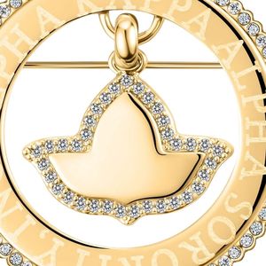 Broche en cristal doré avec pendentif circulaire, élégante, accessoire de mode pour femmes et jeunes filles, idéale pour les soirées - Product Image 6