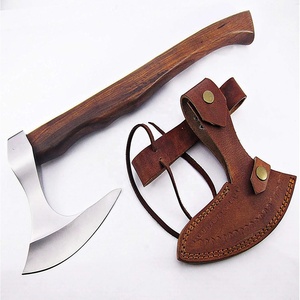 Hache tactique Jexmoo Enterprises gravée, lame en acier D2, manche en bois de rose enveloppé de cuir, pour fendre le bois, DIY - Product Image 1
