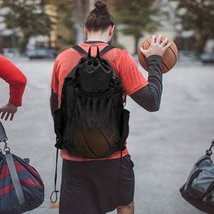 Large Capacity Waterproof Nylon <b>Drawstring</b> <b>Backpack</b> Bag for Outdoor Travel Gym Cycling Basketball Football Sports - Product Image 2