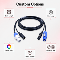 Câble Combo XLR Professionnel Ice Combo, Câble de Signal Powercon DMX512 pour Équipement d'Éclairage Scénique, Assemblage de Câbles Personnalisés OEM ODM