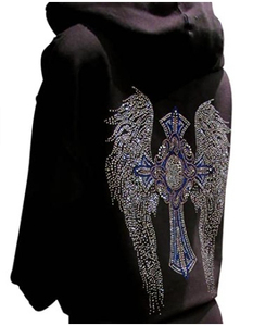 Sweat à capuche zippé personnalisé streetwear avec impression sérigraphique, strass et broderie vieillie – Produits les plus vendus - Product Image 2