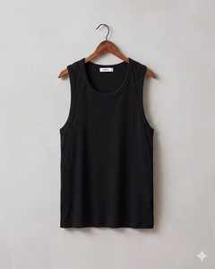 Camiseta sin mangas BEANO para hombre, cuello redondo, informal, tejida, color negro liso, de algodón, para verano, en oferta. - Product Image 6