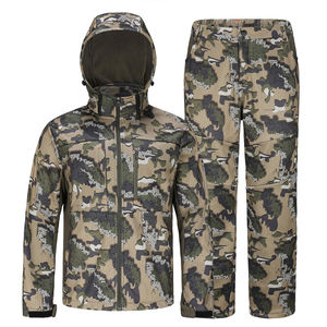 Ensemble de vêtements de chasse imperméables pour hommes, camouflage bionique, équipement tactique silencieux, veste et pantalon camouflage camouflage résistant au vent pour l'extérieur - Product Image 1