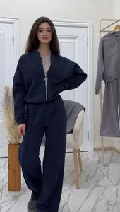 Women's Two-Piece Reversible Athletic Tracksuit Set High-Stretch 100% Cotton <b>Hip</b>-Hop Activewear Eco-Friendly Breathable Fleece - Product Image 4