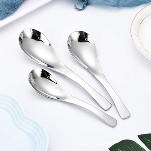 Food Grade Dinner Stainless <b>Steel</b> Soup Spoon Silver <b>Flat</b> Short Handle Good <b>Product</b> in Daily Use For Home - Product Image 2