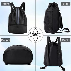 2026 Sports <b>Drawstring</b> Backpack with Shoes Compartment, String Gym <b>Bag</b> with Wet Proof Pocket for Basketball, Soccer, Swim - Product Image 2