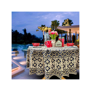 Trendy Solid Navy <b>Blue</b> Table Cloth Cotton Dining Table Cover Custom Size Custom Weight Sustainable Indian Manufacturer OEM ODM - Product Image 3