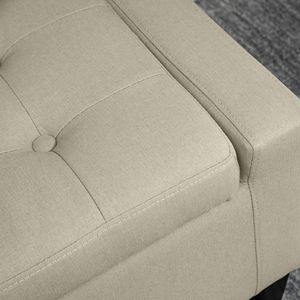Linen Tufted Storage Ottoman Bench Beige Cube <b>Stool</b> with Lift Top for Spacious Living Room Entryway <b>Bedroom</b> Decor - Product Image 6