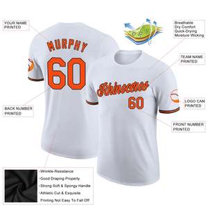 Custom Baseball Jersey White Orange Print Teamname 00 Personalized Name Number Crew Neck Short Sleeve Unisex Adult Regular Fit - Product Image 4