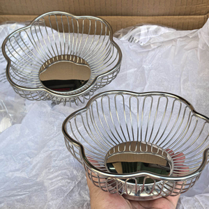 Panier à légumes en fil métallique en forme de fleur, panier à fruits décoratif pour la maison, panier à pain - Product Image 5