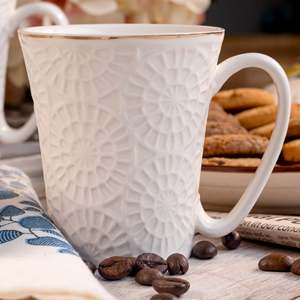 Luxury Embossed Porcelain Tea <b>Cups</b> (<b>Set</b> of 4) Durable Espresso <b>Cups</b> 90ml-150ml Capacity Low MOQ Pure White Design Style - Product Image 2