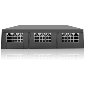 Carpa Plegable de 8 Lados, 3x9m, con Estructura de Tela Oxford Blanca, 8 Bolsas de Arena, Toldo Gris Oscuro, Gazebo y Pérgola - Product Image 5