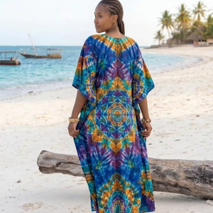 Printed <b>Kaftan</b> Dress Women Elegant Beach Wear Loose Fit Soft Fabric <b>Summer</b> Cover Up Resort Island Style Manufacturing Supply - Product Image 3