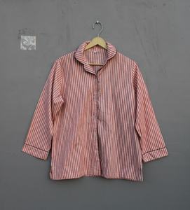 Conjuntos de pijama de Venta caliente cintura elástica estampado a rayas ropa de casa elegante vestido de noche estampado colorido conjuntos de pijama acogedor de moda - Product Image 3