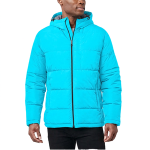 <b>Men's</b> <b>White</b> Hooded <b>Jacket</b> Windproof Polyester Winter Casual Coat Regular Fit Zipper Solid Color - Product Image 3