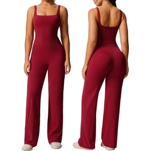 Custom Color Block Women’s Yoga <b>Set</b> <b>Square</b> Neck Sports Bra & High Waist Flared Gym Leggings 2 Piece Fitness <b>Set</b> - Product Image 1