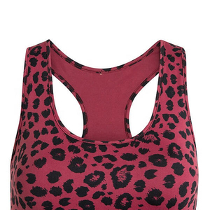 Soutien-gorge de sport pour femme imprimé léopard, dos nageur, col ras du cou, maintien moyen, respirant, idéal pour le fitness et l'entraînement - Product Image 4