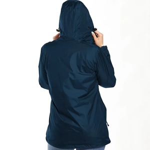 Chaqueta Blusón Azul Marino con Capucha para Mujer, Cortavientos, con Cierre de Cremallera y Bolsillos, Largo Regular, Manga Larga, para Otoño - Product Image 2