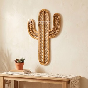 Decoración de Pared de Cactus de Mimbre del Suroeste, Arte Colgante de Hojas Botánicas de Lujo, Escultura Orgánica Moderna y Sostenible para Navidad - Product Image 5