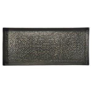 Blue Metal Boot Tray with Scalloped Edges Modern Rectangular <b>Shoe</b> <b>Storage</b> Organizer Home Entryway Decorative Boot Tray - Product Image 2