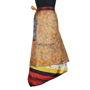 100 วิธีการใช้ผ้าพันตัวมหัศจรรย์ Magic Wrap ผ้าไหมอินเดียวินเทจ ขนาด 38 นิ้ว กระโปรงยาวผ้าไหมวินเทจแบบอินเดีย กระโปรงผ้าไหมพันตัวแบบยาวสองด้านสไตล์วินเทจ - Product Image 1