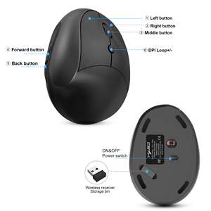 HXSJ X10 2,4G Ratón ergonómico inalámbrico para juegos Nuevo diseño Ligero Recargable 600mA 1600DPI Ratón de oficina vertical ajustable - Product Image 6