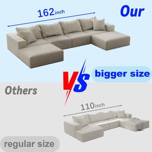 Divano Componibile Moderno a Forma di L da 162 Pollici, Set di Divani Oversize in Spugna Effetto Nuvola per Soggiorno, Divano Sezionale Imbottito - Product Image 2
