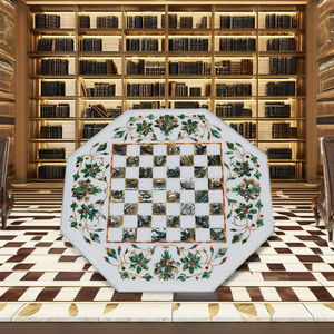 Boîte de rangement en marbre 100% pour jeu d'échecs |   Jeu d'échecs artisanal noir et blanc |   Jeu de stratégie classique pour adultes Angel Animal - Product Image 1