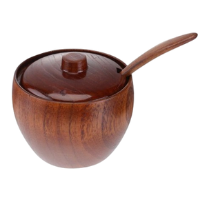 Pot à sucre en bois artisanal et écologique avec couvercle, design moderne pour le stockage de fruits secs, d'épices et de condiments dans la cuisine et la salle à manger - Product Image 5
