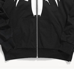 Sweat-shirt à capuche intégral Spider-Man noir unisexe surdimensionné respirant en polaire écologique avec strass personnalisés - Product Image 6