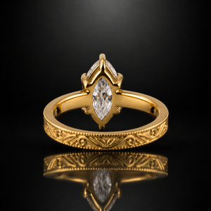 Anillo de Compromiso Solitario de Oro Sólido de 14k con Diamante Cultivado en Laboratorio de Corte Marquesa Vintage de 2.5 Quilates, Color E, VS1, Certificado IGI, para Ella - Product Image 3