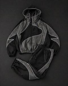 Chándal Deportivo Impermeable y Ligero para Entrenamiento, Diseño con Logotipo de Equipo Personalizado, Unisex, con Capucha y Cierre de Cordón, 100% Algodón - Product Image 1