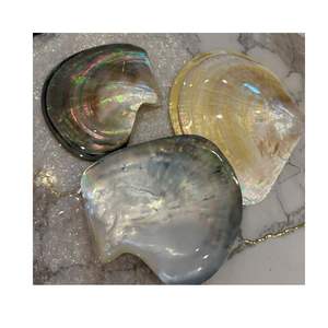 Assiette de service en coquille d'huître naturelle pour gâteaux, vaisselle de couleur dorée naturelle, design portrait, style américain, pour fêtes - Product Image 3