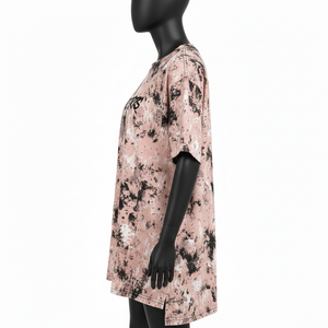 Camiseta de Mujer con Lavado Ácido, 220GSM, Algodón French Terry, Suave y Transpirable, Estilo Vintage Rosa, Ropa Urbana - Product Image 3