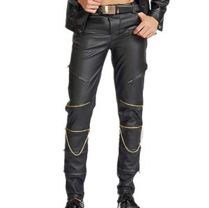 Pantalon en cuir de qualité pour homme, en cuir de vachette, coupe droite, taille mi-haute, style décontracté streetwear, imperméable, respirant, fabriqué en usine, tailles personnalisées - Product Image 2