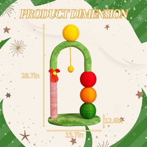 Torre per Gatti da 29 Pollici con Tiragraffi in Sisal e Palline Appese, Postazione di Gioco Preferita dai Gatti Domestici - Product Image 4