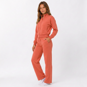 Chándal de mujer con bordado personalizado, lavado ácido, patrón liso, 100% algodón polar, corte holgado, para compradores mayoristas de boutiques en EE. UU. - Product Image 5