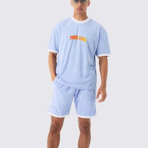 ชุดเสื้อยืดคอกลมพิมพ์ลายไหมพรมสองชิ้นสำหรับผู้ชาย AFSAR SPORTS OEM รุ่นลำลองสำหรับฤดูร้อน ผลิตจากโพลีเอสเตอร์ 100% ระบายอากาศได้ดี น้ำหนักเบา - Product Image 3