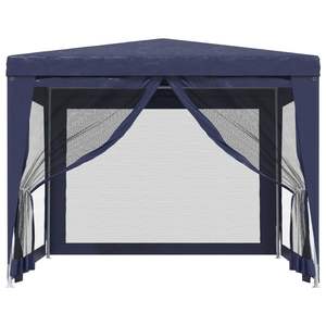Carpa azul de 9,8 'x 9,8' HDPE para bodas y fiestas con 4 paredes laterales de malla - Product Image 3